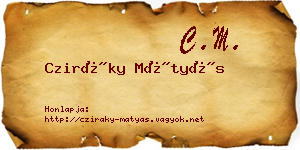 Cziráky Mátyás névjegykártya