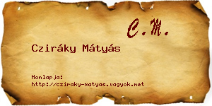 Cziráky Mátyás névjegykártya